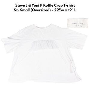 Steve J & Yoni P Tulle Ruffle Crop T Shirt Oversized White Womens Small SJYP